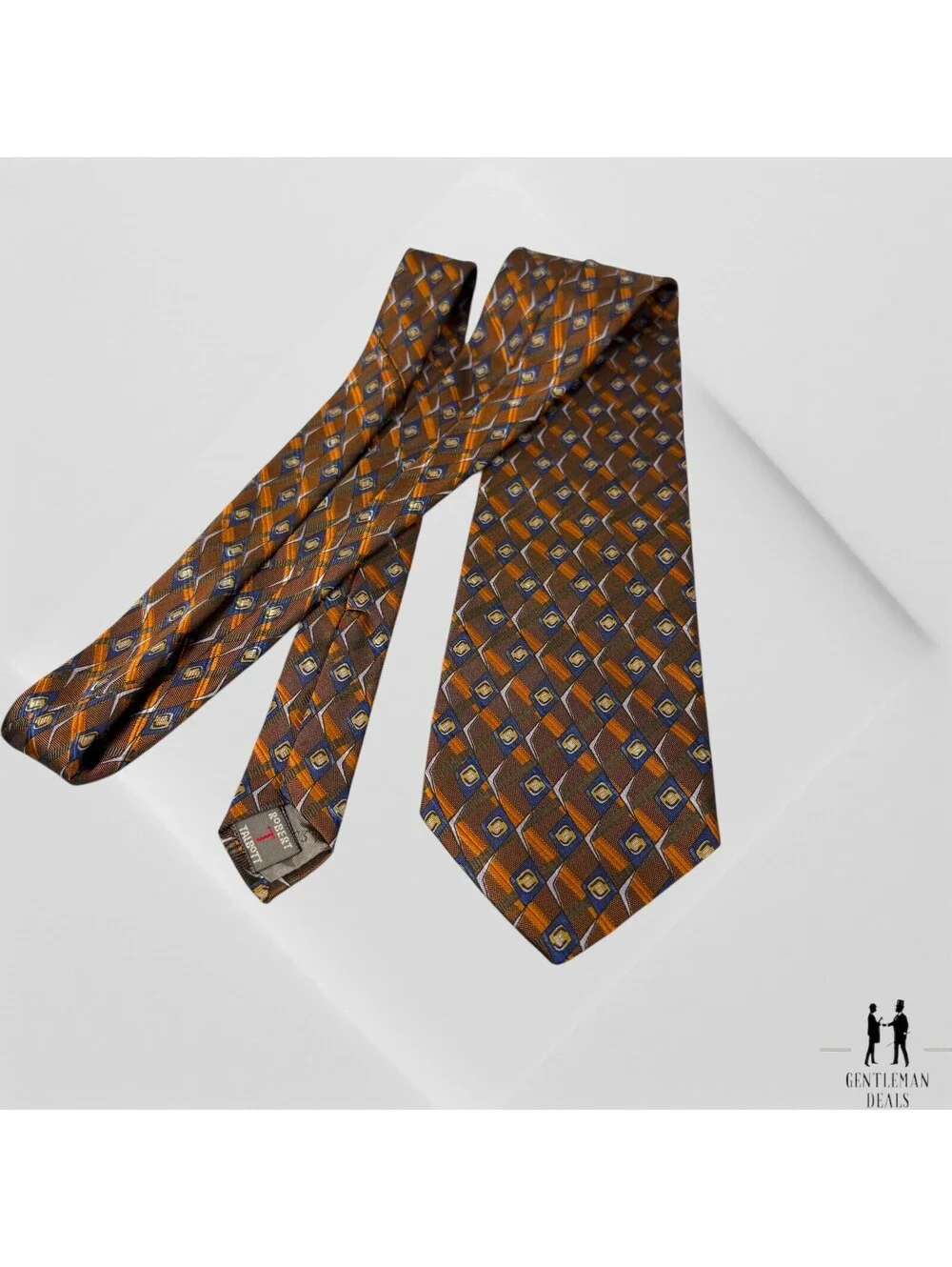 Robert Talbott Best of Class Men's Silk Necktie Designer Geometric Brown 59x4